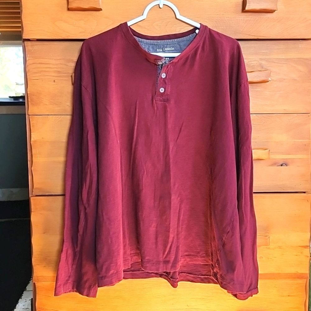 Six Lincoln New York: Big & Tall Long Sleeve Button collar, Red, 2x